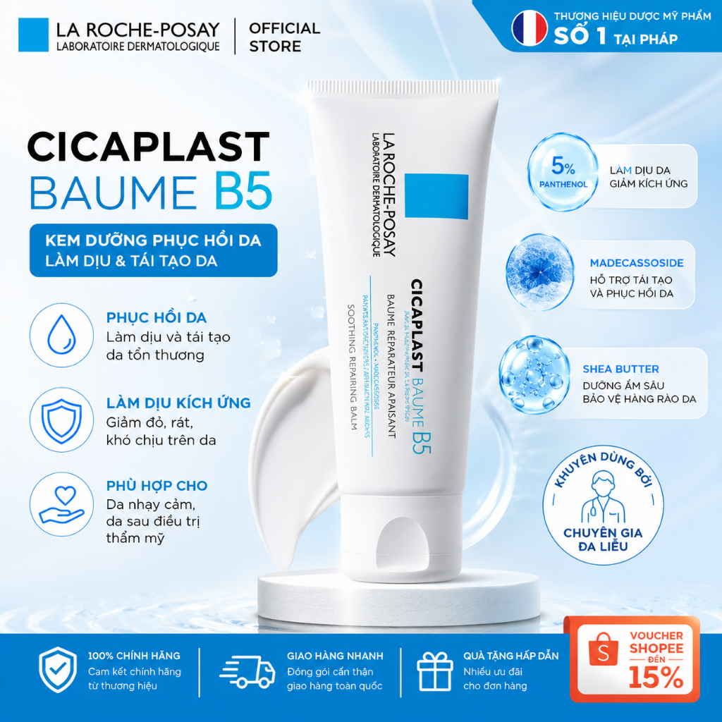 Kem dưỡng phục hồi da La Roche-Posay Cicaplast Baume B5 40ml mẫu mới