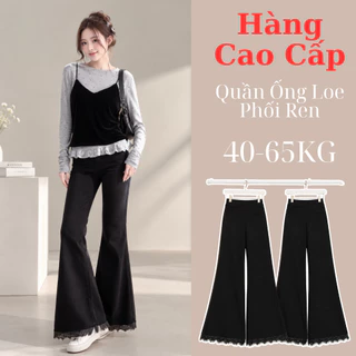 (HÀNG CAO CẤP) Quần Ống Loe Nữ Phối Ren Vải Umi Cao Cấp Dài 90-100cm | Quần Dài Nữ Tôn Dáng Thời Trang Hot Trend Dễ Phối
