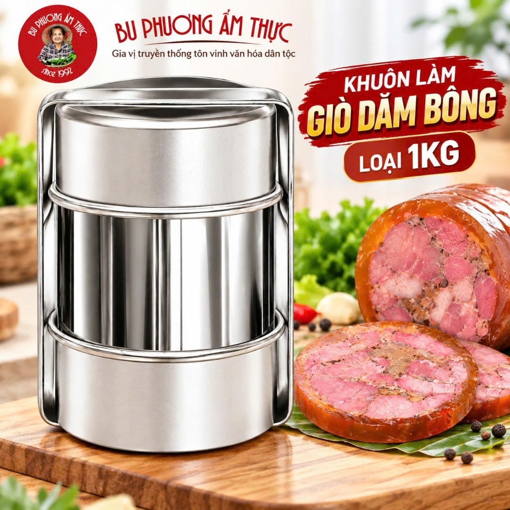 Khuôn Làm Giò Dăm Bông Loại 1kg - Thương Hiệu Bu Phương Ẩm Thực (Làm Giò Dăm…
