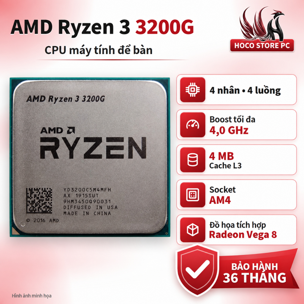CPU AMD Ryzen 3 3200G 4 nhân 4 luồng Vega 8 AM4 | Hoco Store PC