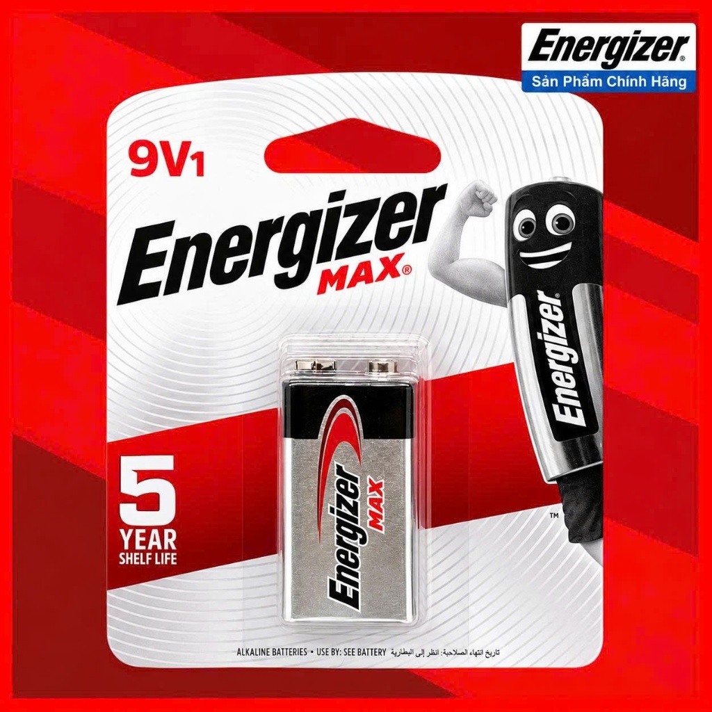 Pin 9V Energizer ( Pin Vuông 9V ) 6LF22, thời hạn sử dụng 5 năm - Hàng Chính Hãng