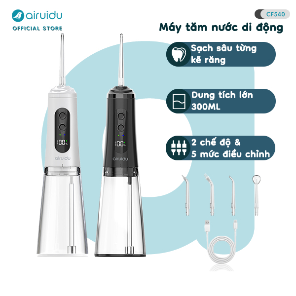 Airuidu Máy Tăm Nước Gia Đình 300ml Bình Nước Lớn 4 Đầu Phun 100 Mức Áp Lực…