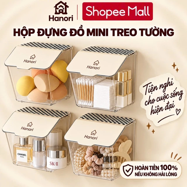 Hộp Đựng Gia Vị Hành Tỏi Mini Hanori Có Nắp Đậy Chống Bụi Đựng Mỹ Phẩm Đa Năng Tiện Lợi