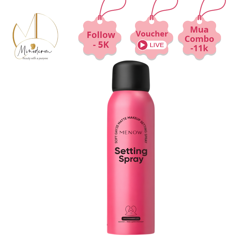 Ảnh 4 của Xịt khóa nền MENOW SETTING SPRAY lâu trôi, cấp ẩm, hơi thở sương mù 100ml