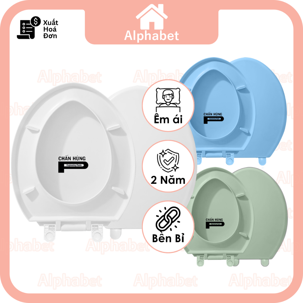 Nắp bồn cầu phù hợp với hầu hết bộ cầu phổ biến hiện nay INAX TOTO American Standard Viglacera HC Minh Long Thiên Thanh