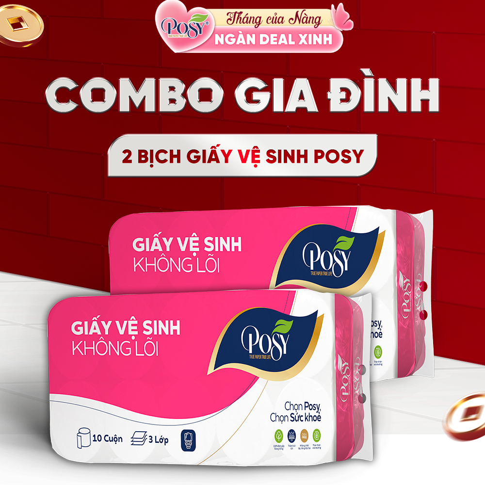 - MUA 2 BỊCH GVS POSY 10 CUỘN 3 LỚP CÓ LÕI - KHÔNG LÕI mềm mịn, tiết kiệm cho…