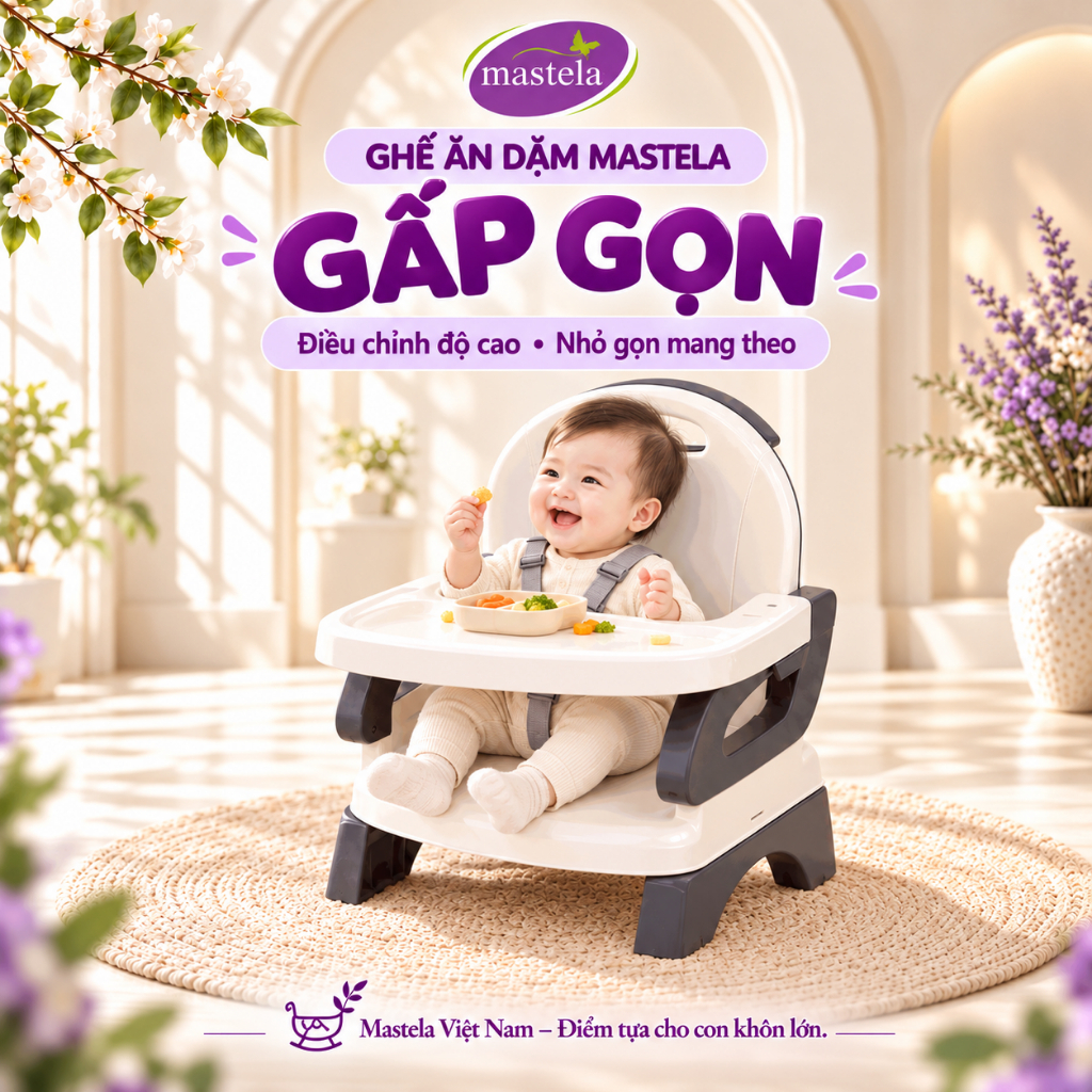 Ghế ăn dặm gấp gọn cho bé tiện lợi Mastela 07330 - ghế ăn du lịch - hàng chính hãng
