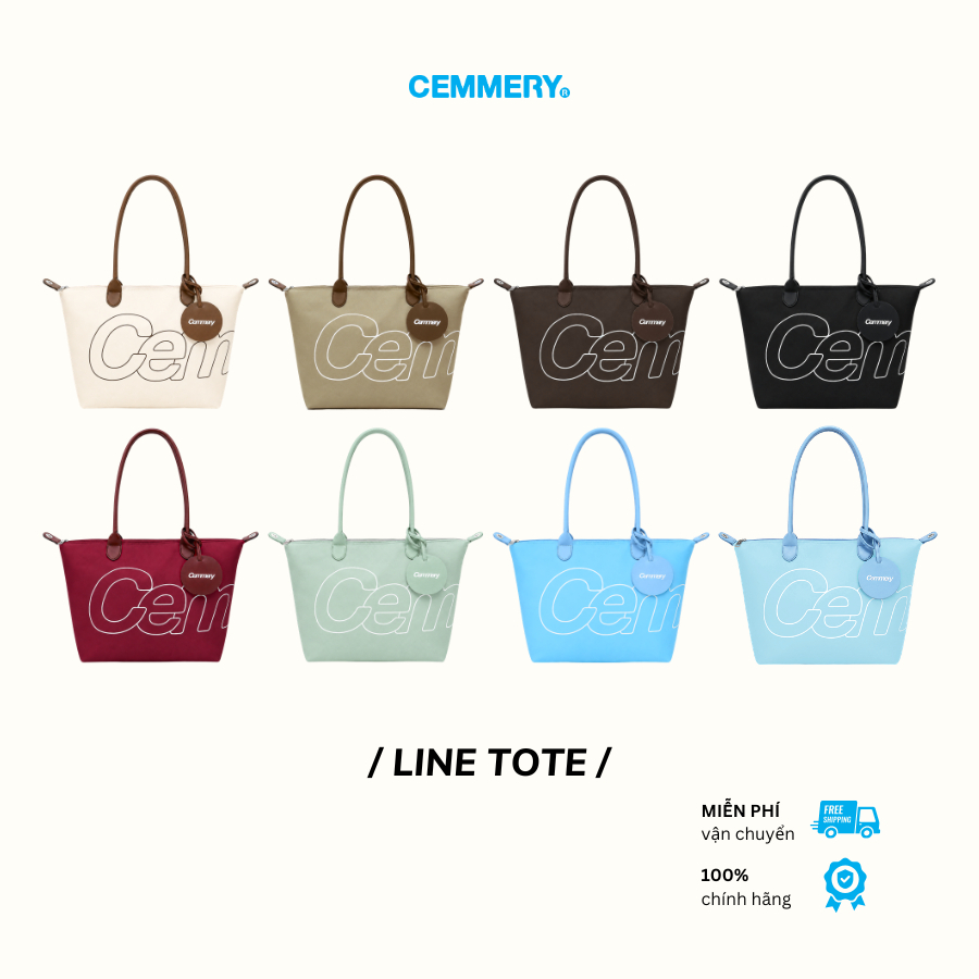 Túi Tote CEMMERY Brand Chính Hãng Line Tote Vải Dù Phối Da Đựng Được Laptop 15 Inch 6 Màu
