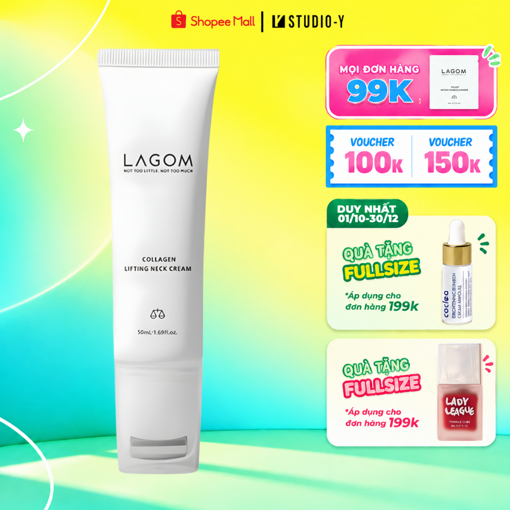 Kem dưỡng da cổ Lagom Collagen Lifting Neck Cream, hỗ trợ giảm nhăn và tăng độ đàn hồi cho vùng da c