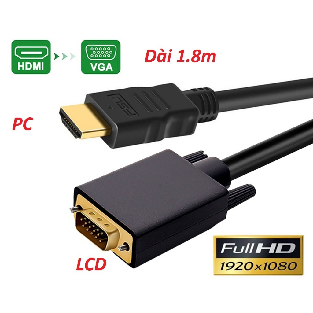 Cáp chuyển đổi hdmi to vga 1.8m,  HDMI sang DVI 24+1 1.5 mét chuẩn 4k siêu nét