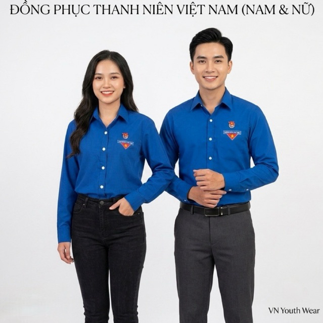 A001 - Áo sơ mi Đoàn thanh niên dài tay 1 túi cho Nam và Nữ (30-72kg) (CHỌN…