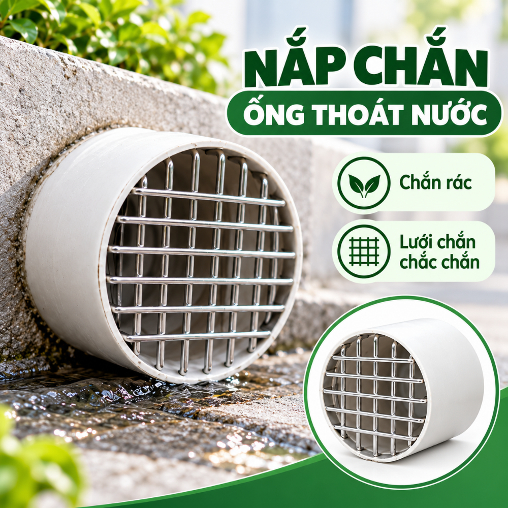 Nắp Lưới Chắn Cống Chống Tắc Inox 304 – Nắp Đậy Ống Nước Ngăn Chuột, Rắn, Rác