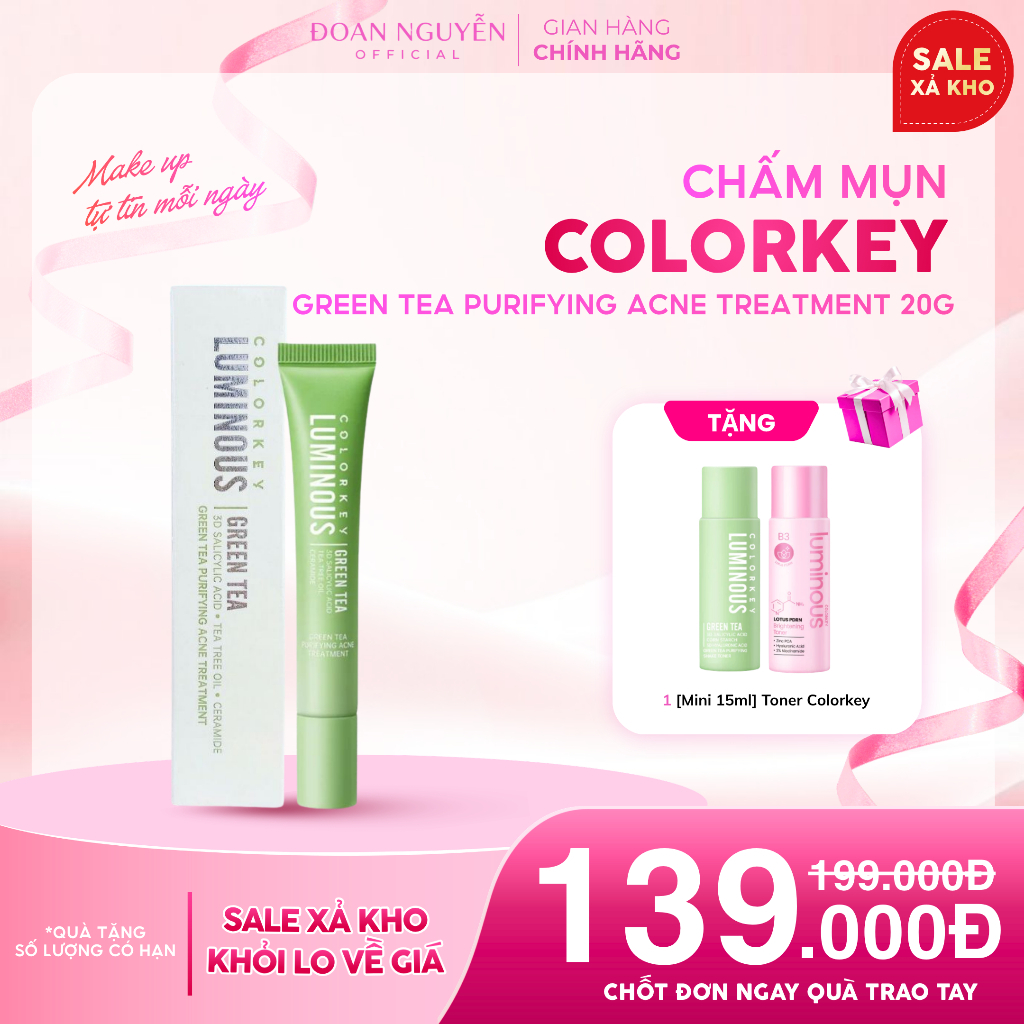 Kem Chấm Mụn Colorkey Luminous Green Tea Purifying Acne Treatment Chiết Xuất Trà Xanh 20g