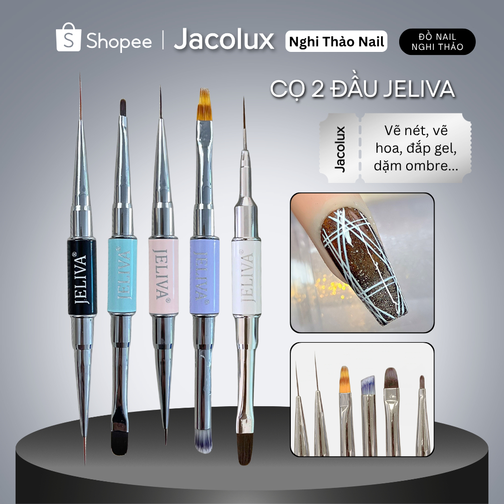 Cọ vẽ nail 2 đầu JELIVA dụng cụ làm móng Nghi Thảo