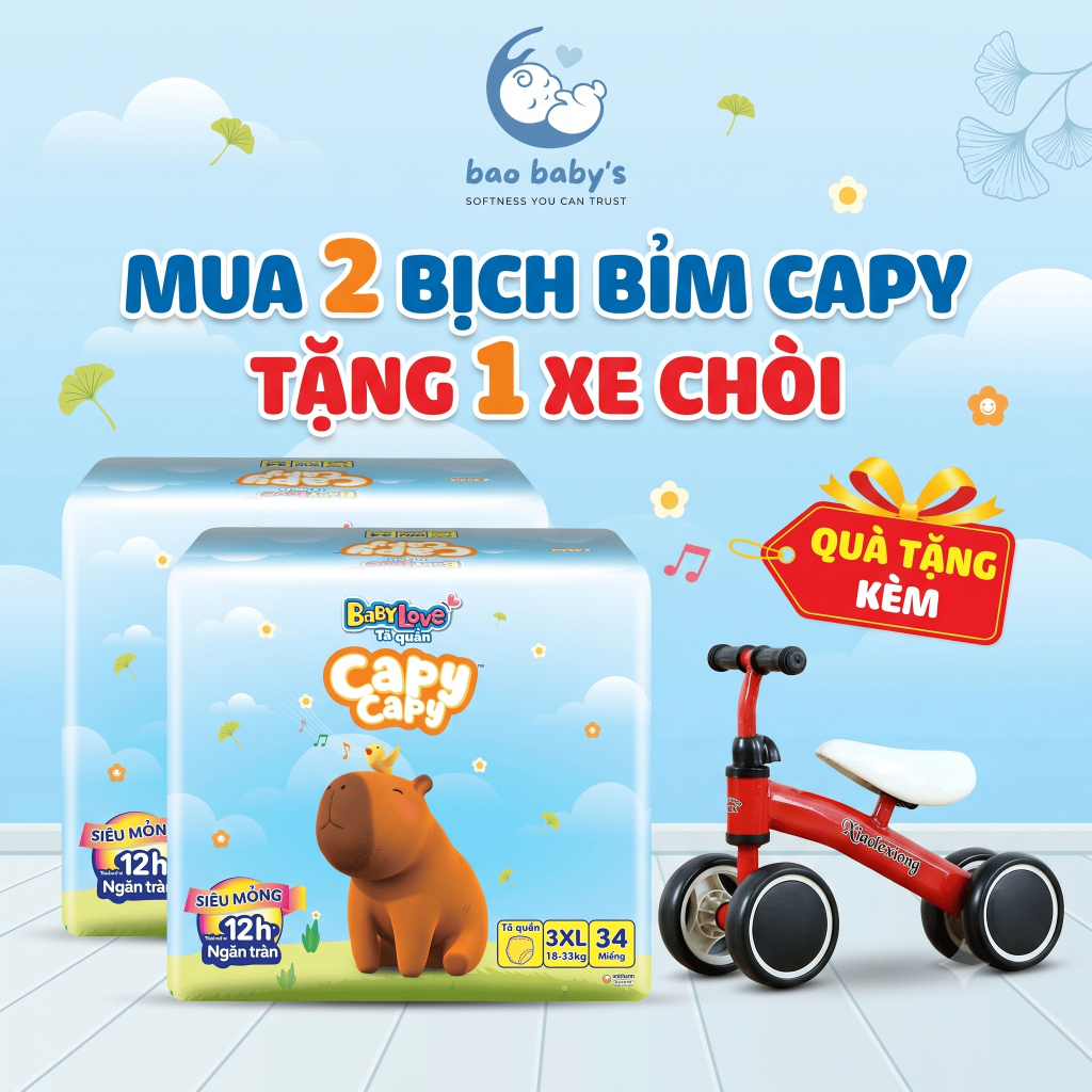 Tã bỉm quần BABY LOVE CAPY CAPY - 12H Thấm hút - Siêu mỏng chống tràn đủ size…