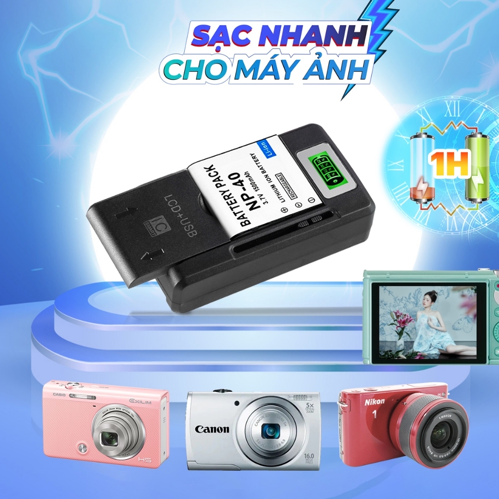 Sạc pin Plus tiện lợi cho máy ảnh kỹ thuật số Sạc nhanh Có LED hiển thị mức…