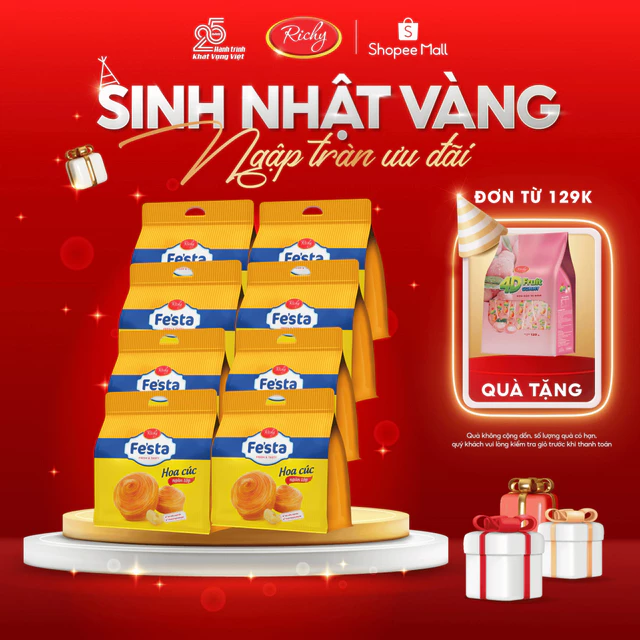 [TẶNG QUÀ ĐƠN TỪ 129K] Combo 8 Bịch Bánh Mì Hoa Cúc Ngàn Lớp, Bịch 3 Bánh,Bánh kẹo richy back to school