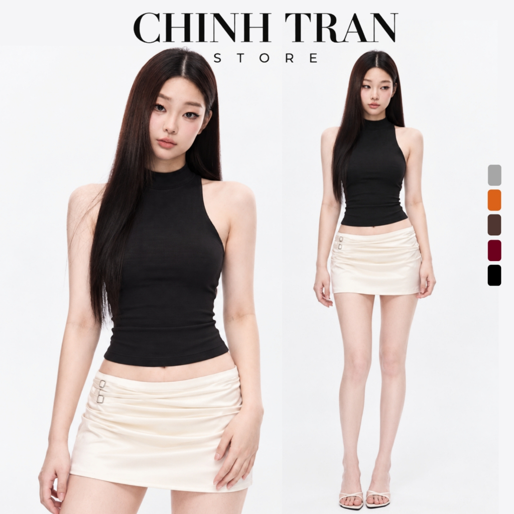 Áo Ba Lỗ Nữ Cổ Cao Ôm Body Chất Thun Cotton Mịn Mát Nữ Tính Nhiều Màu Basic…