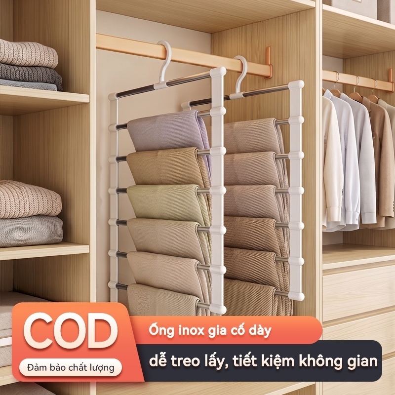 SJ Giá phơi quần áo inox nhiều tầng giá treo quần chống nhăn tiết kiệm diện tích giá phơi dạng thang 6 tầng