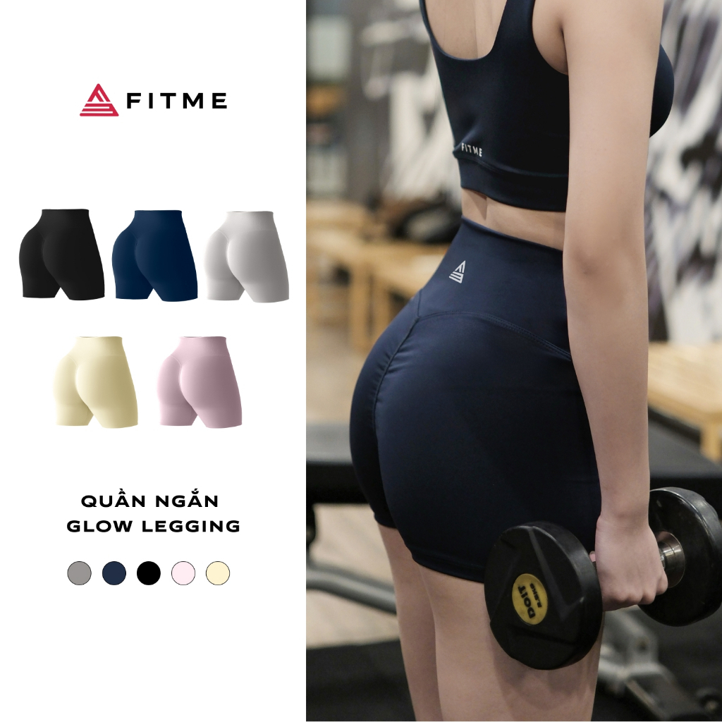 Quần đùi tập gym yoga Fitme Glow legging nữ cạp cao tôn dáng co giãn 4 chiều cao cấp QNGL01