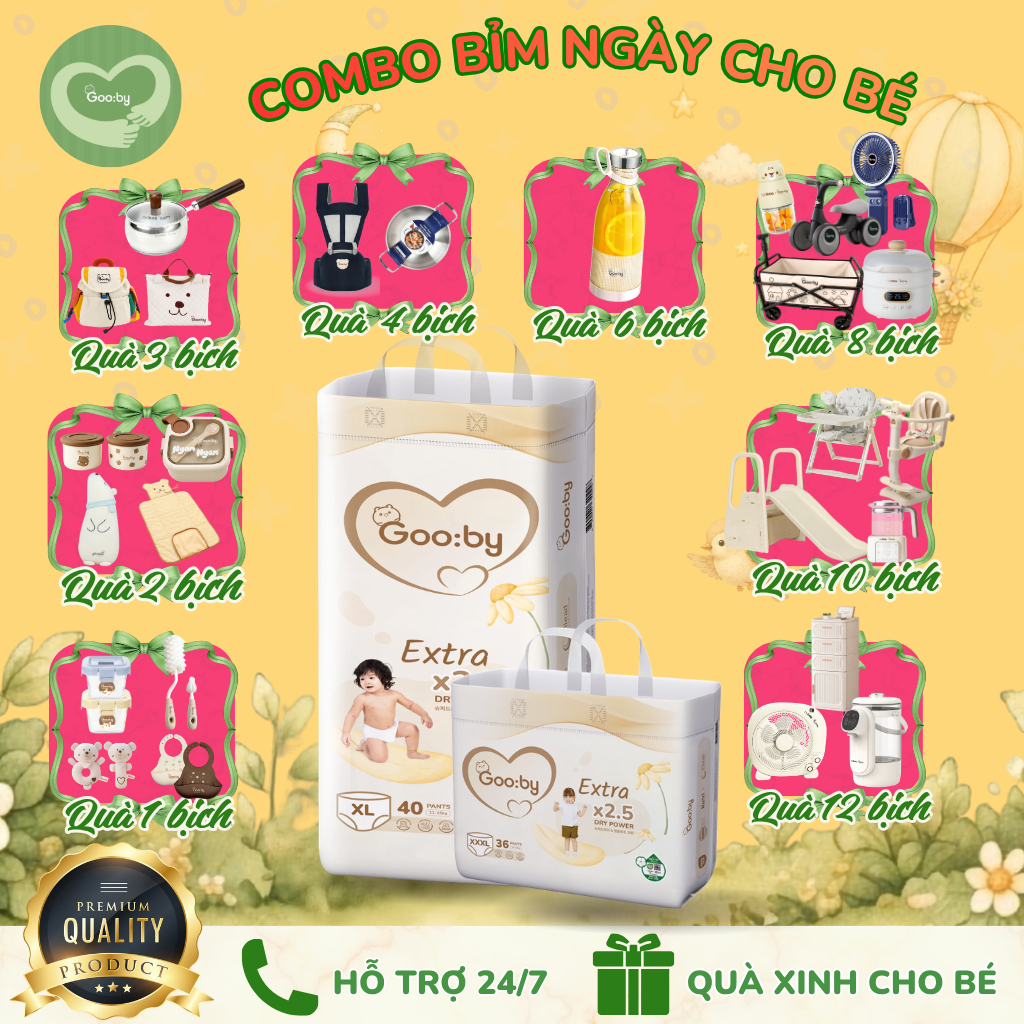 Tã/bỉm quần, dán Gooby Extra Siêu mỏng mềm mại, chống tràn, siêu thấm hút size…