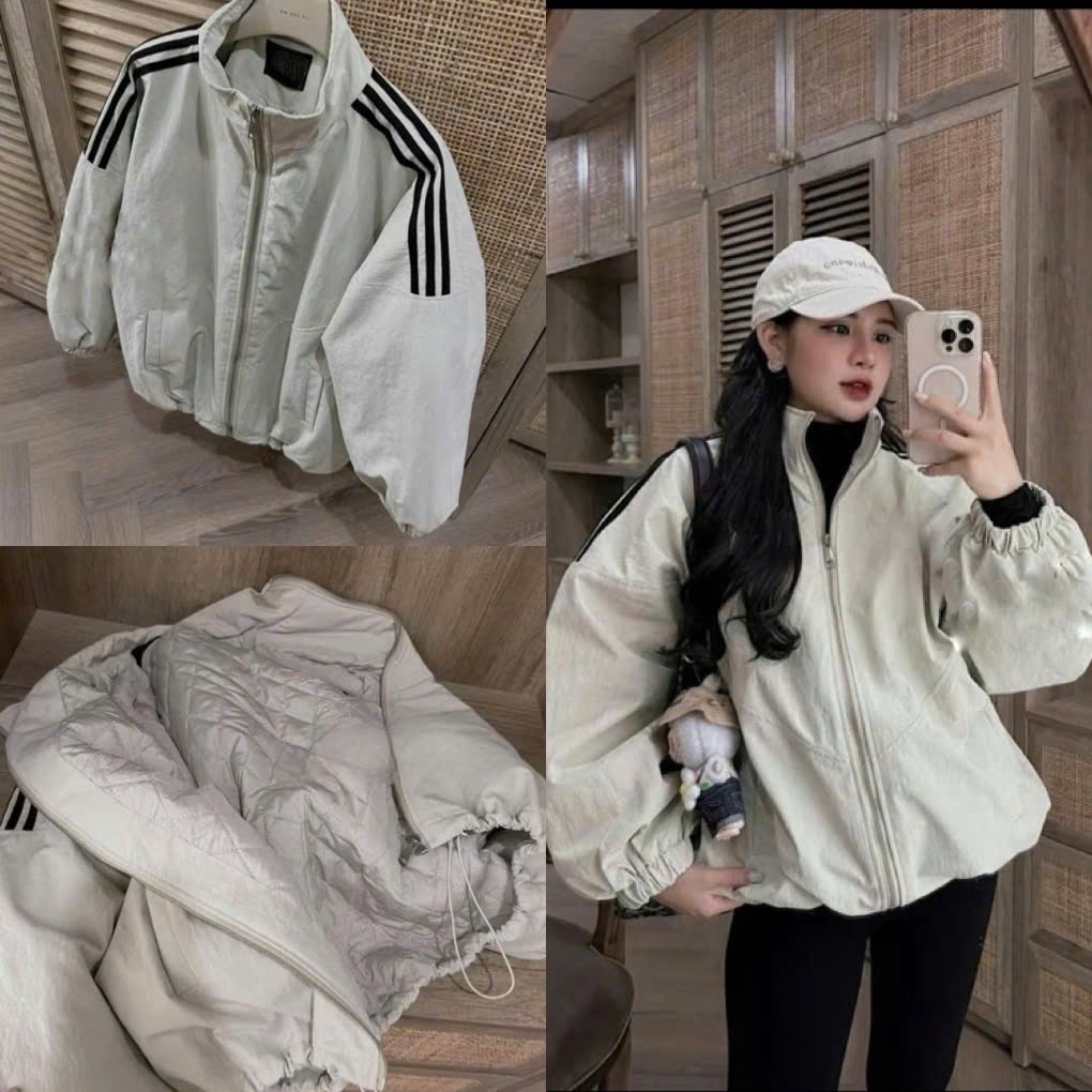 Áo Khoác Gió Trần Bông 2 Lớp Nữ,Dày Dặn Tay Viền Dáng Thể Thao - 199X Fashion