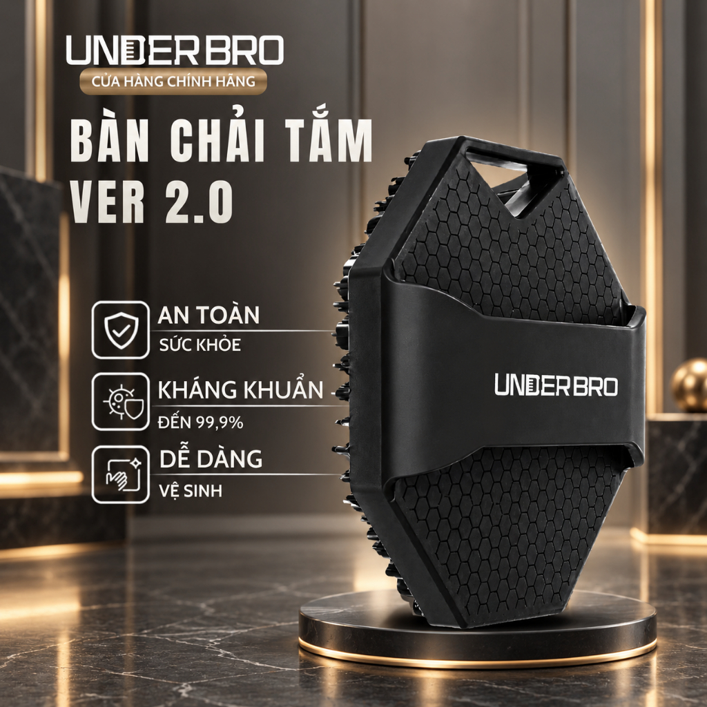 Bàn Chải Tắm Silicone 2.0 Kháng Khuẩn Under Bro Tẩy Tế Bào Chết Massage Thư Giãn The Body Buffer 2.0