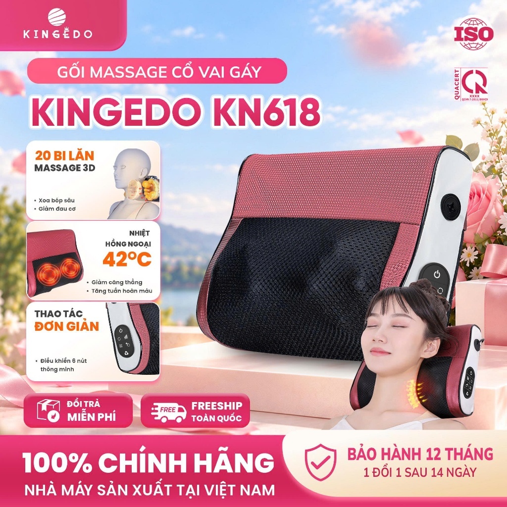 Gối Massage Hồng Ngoại 20 Bi Xoay – Máy Massage Cổ Vai Gáy Lưng Nâng Cấp – Có…