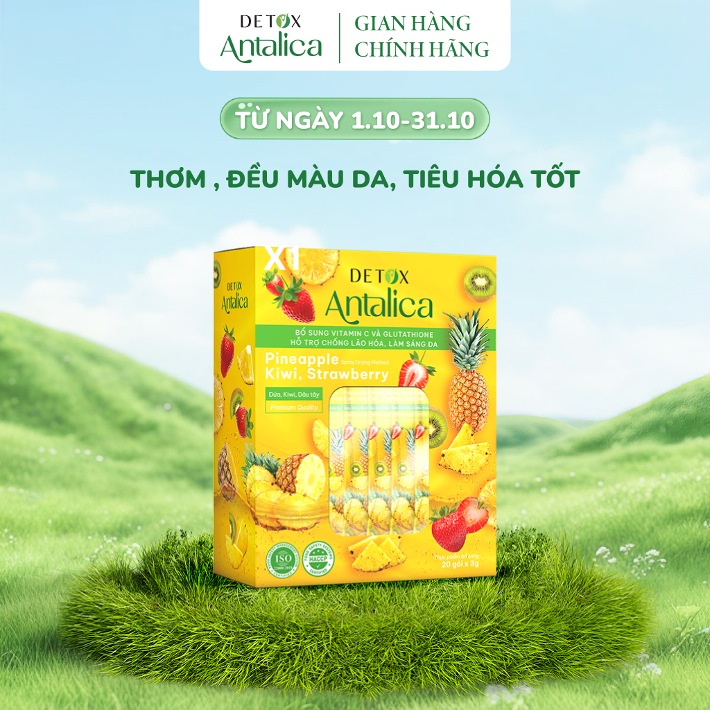 [HOT] Detox Dứa Thơm Antalica Bổ Sung Glutathione Và VitaminC, Thơm Ngon Hộp, 20 Gói