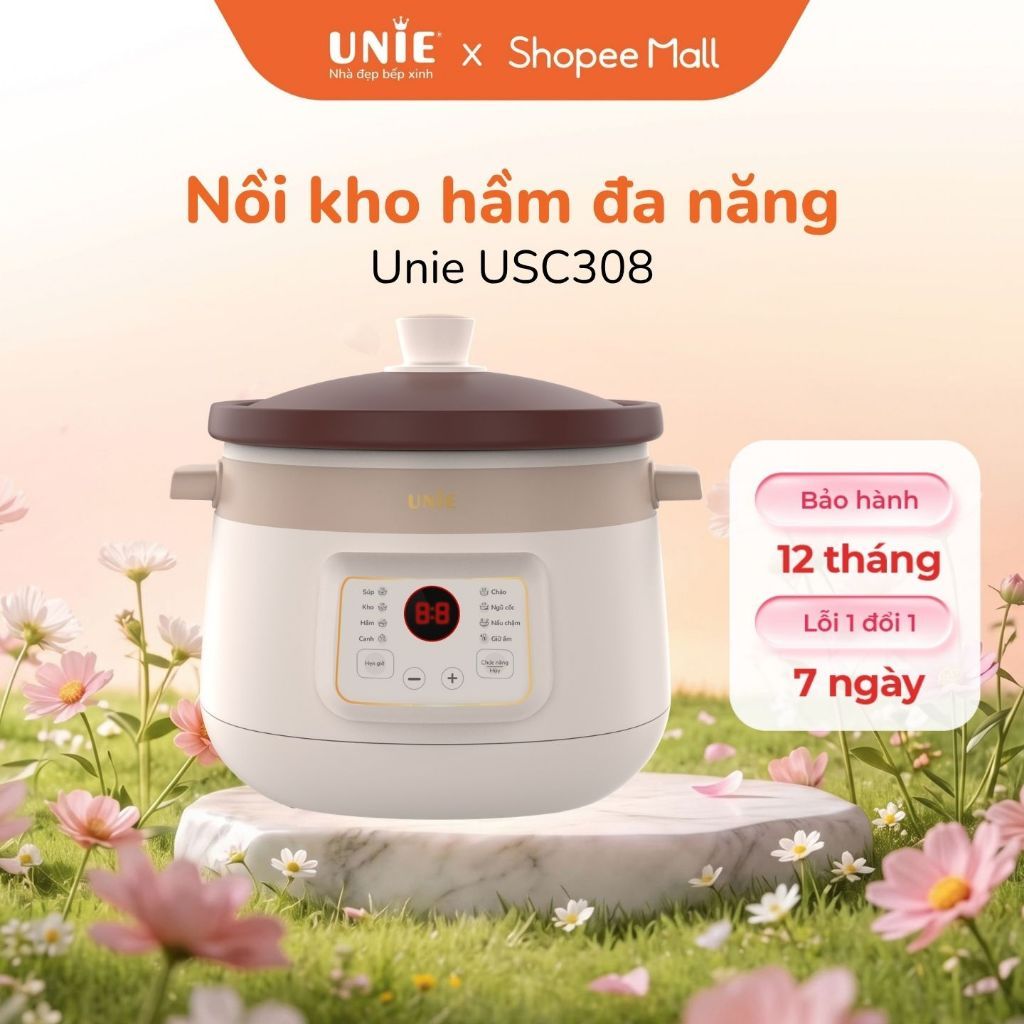 Nồi kho hầm chậm đa năng UNIE USC308, lòng nồi gốm tử sa cao cấp, dung tích…