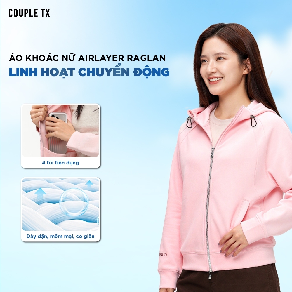 Áo Khoác Nữ Couple TX Vải Nỉ Thun Công Nghệ Airlayer Ver 2  Mềm Mịn Dây Kéo Silver Dáng Rộng WOK 208