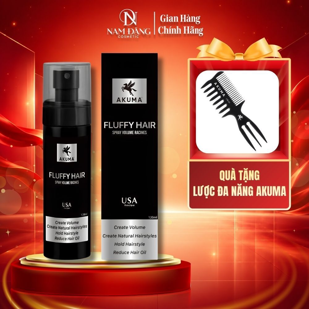 Xịt Bồng Bềnh Phồng Tóc AKUMA Fluffy Hair 120ml