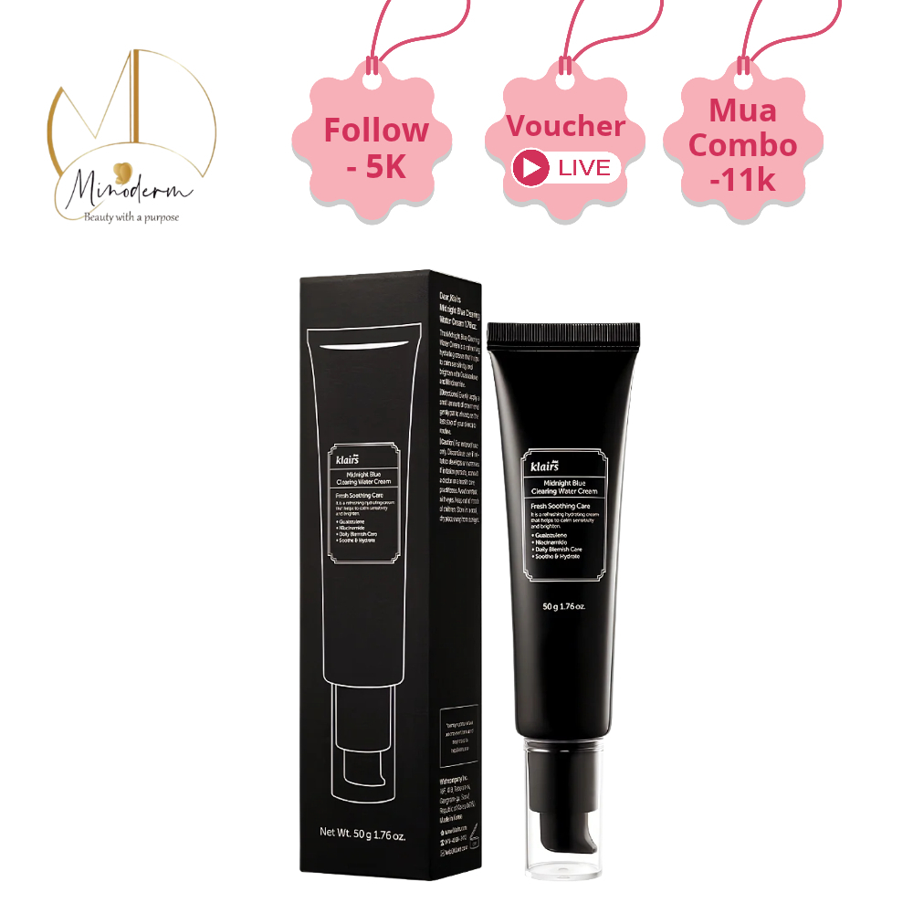 Kem dưỡng ẩm Dear, Klairs Midnight Blue Clearing Water Cream hỗ trợ làm dịu da, mọi loại da 50g