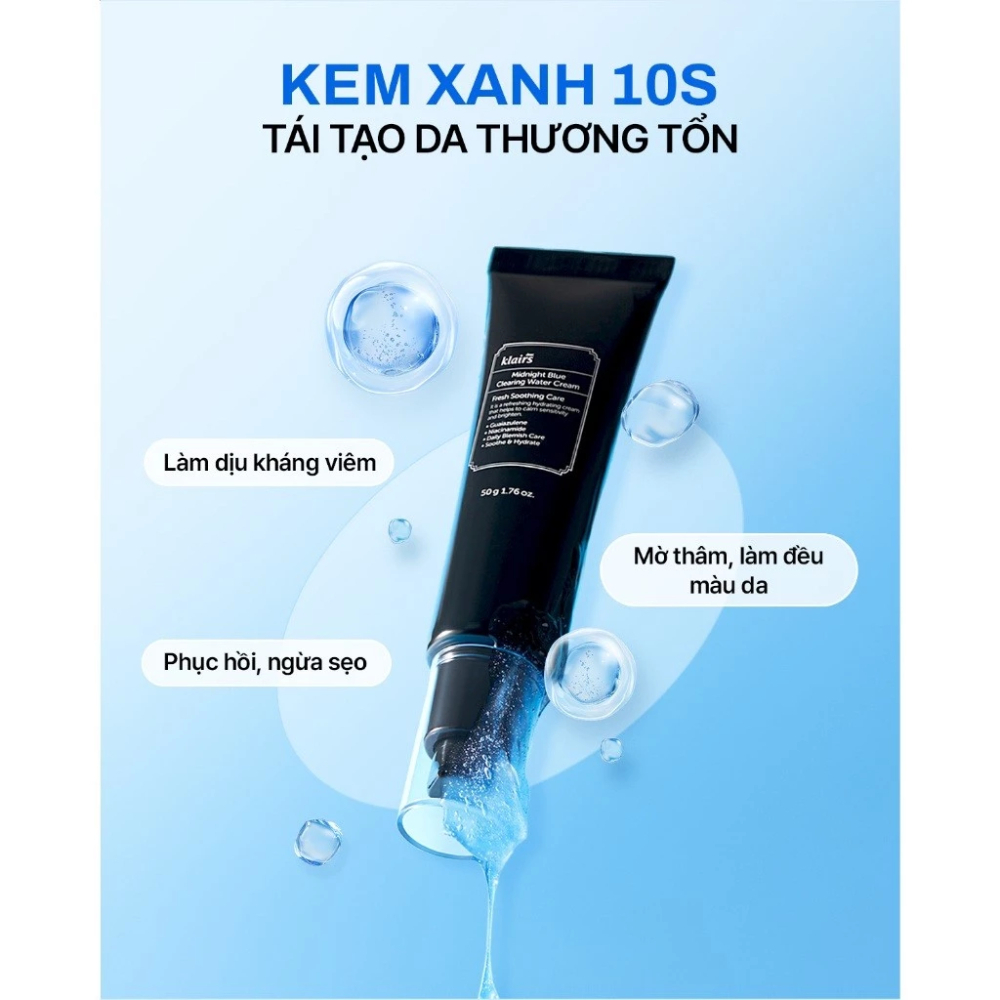 Ảnh 2 của Kem dưỡng ẩm Dear, Klairs Midnight Blue Clearing Water Cream hỗ trợ làm dịu da, mọi loại da 50g