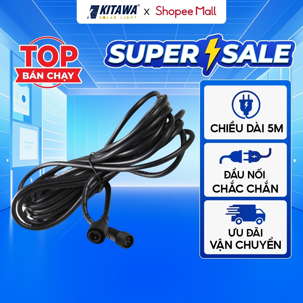 Dây Nối Dài 5M Cho Đèn Năng Lượng Mặt Trời Kitawa