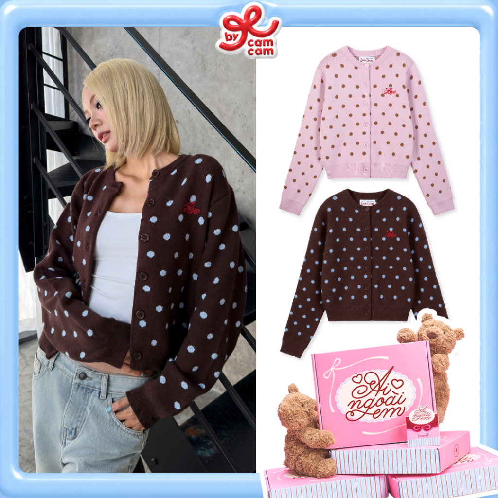 [AI NGOÀI EM] Áo Cardigan Len Chấm Bi 𝑩𝒚𝒄𝒂𝒎𝒄𝒂𝒎 Áo Khoác Cardigan Hàn Quốc Nữ Tính ALD737