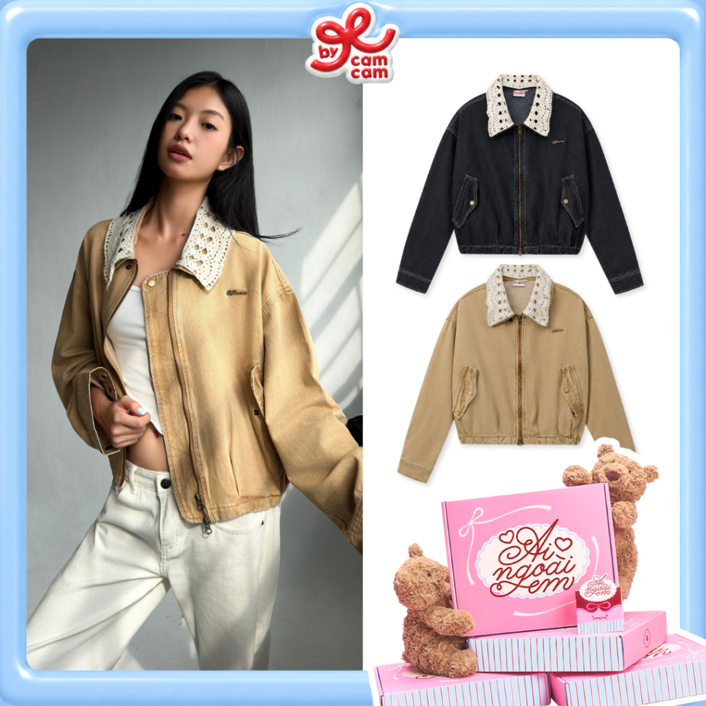 [AI NGOÀI EM] Áo Khoác Denim Mặc 2 Kiểu 𝑩𝒚𝒄𝒂𝒎𝒄𝒂𝒎 Áo Khoác Jean Dày Dặn Thu Đông 2025 AKHD318