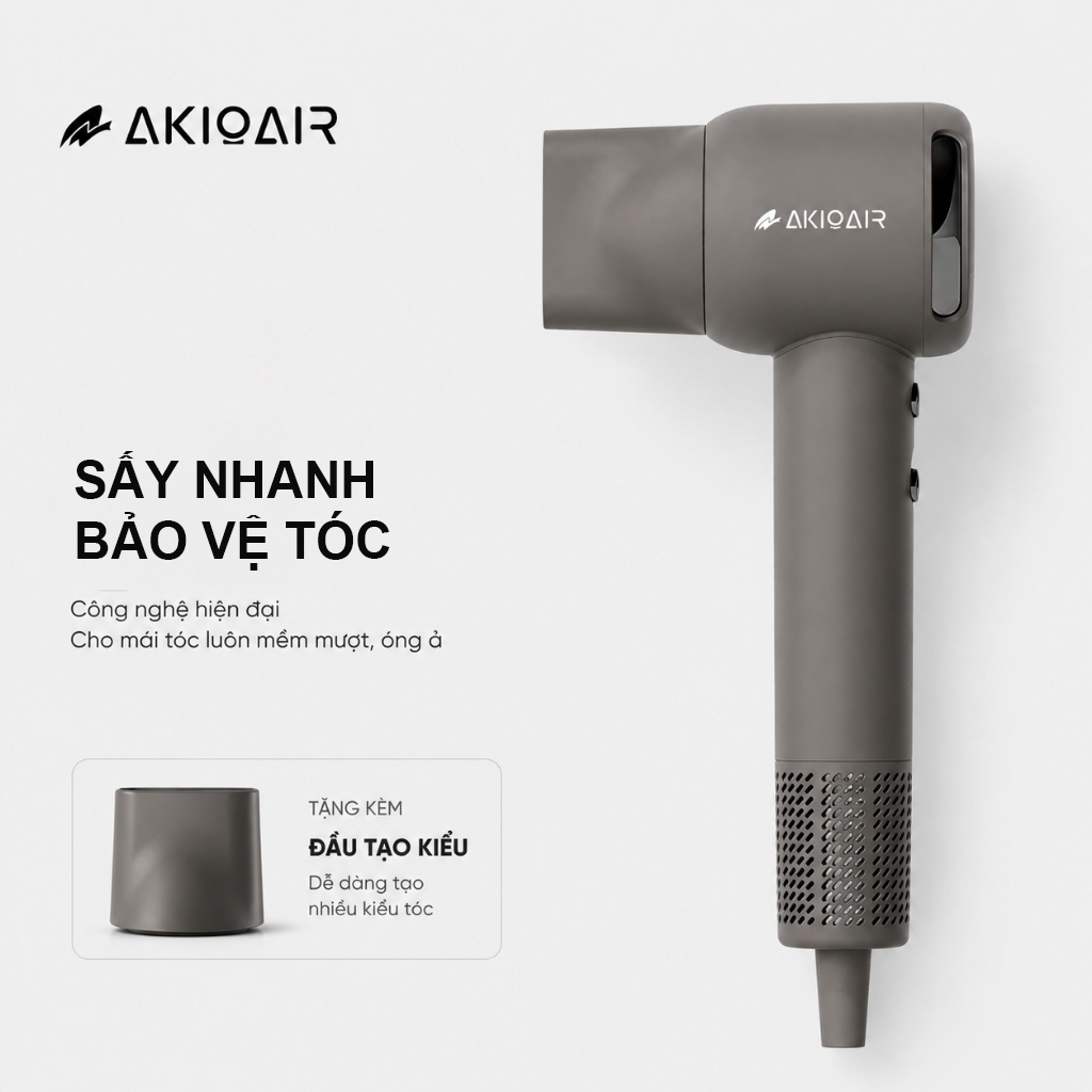 Máy Sấy Tóc AKIO AIR Công Nghệ Ion Âm Chăm Sóc Tóc, Động Cơ BLDC Sấy Nhanh