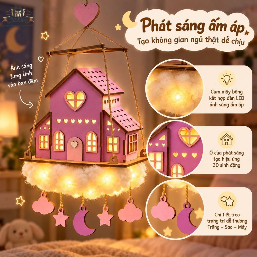 Nhà Gỗ Treo Có Đèn Trang Trí Phòng Bé 3 Mẫu — ảnh listing minh họa