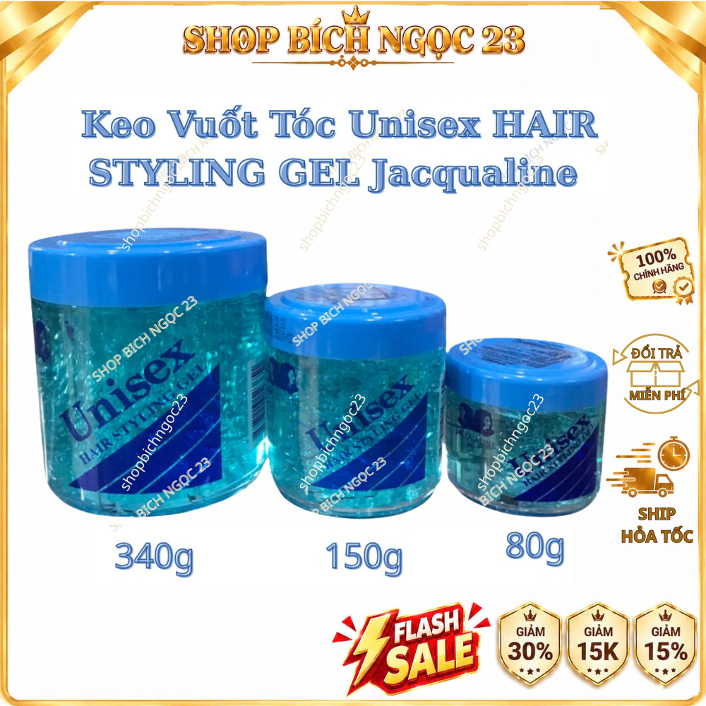 Keo Vuốt Tóc Unisex Hair Styling Gel Jacqualine 80g - 150g - 340g