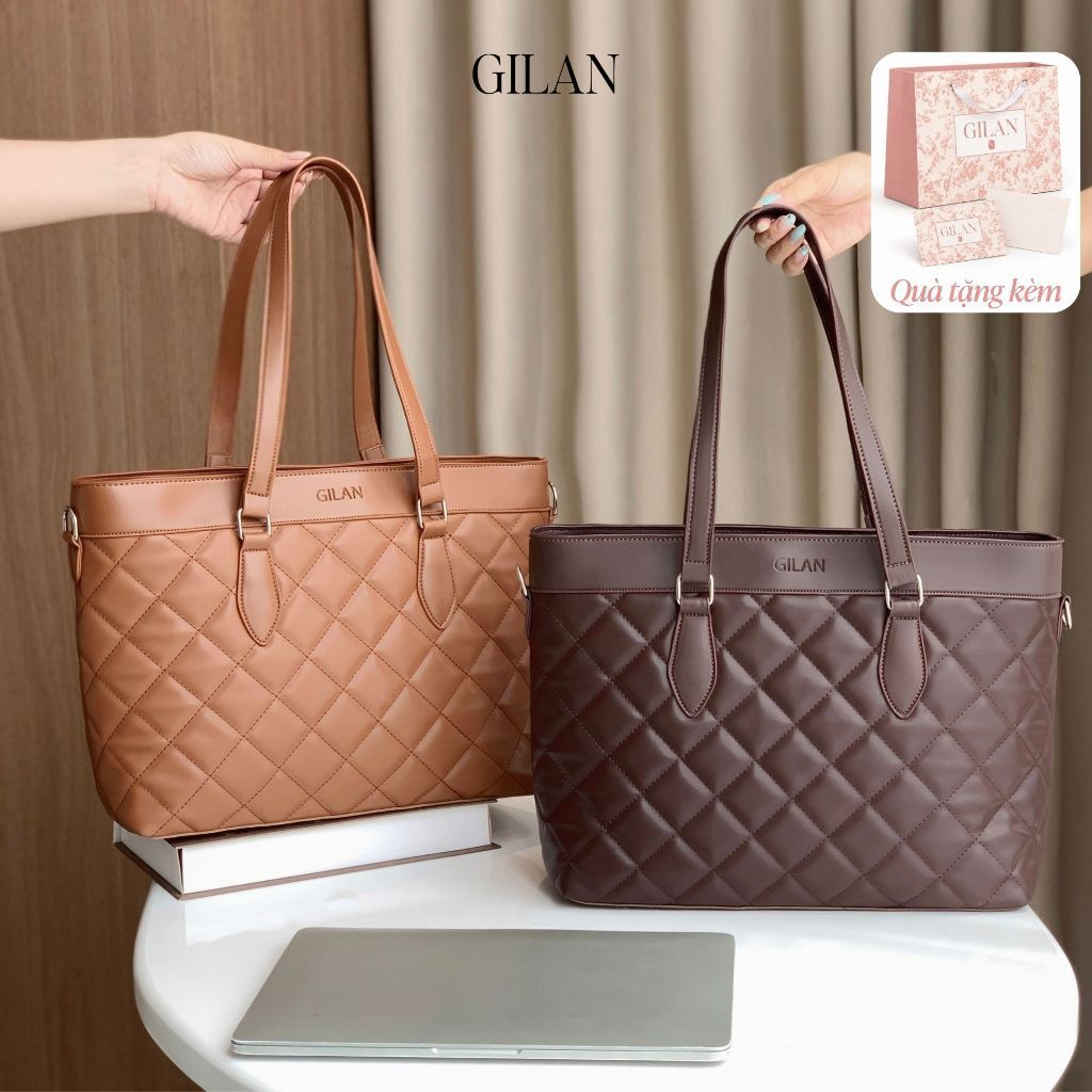 GILAN Túi tote nữ đeo vai Lena bag TCS025 (4 màu) thiết kế hiện đại, vừa Laptop 15.6inch, A4, phù hợp đi làm, đi học