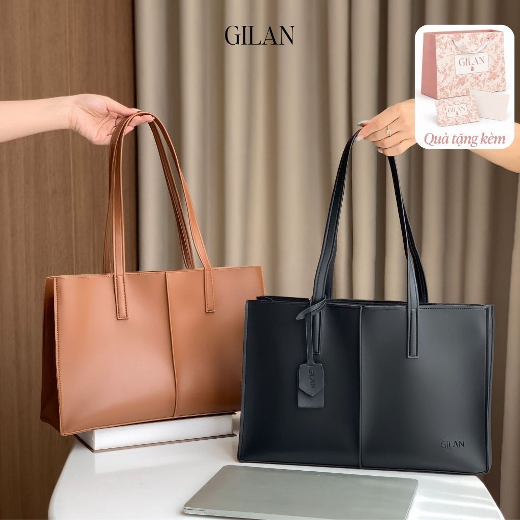 GILAN Túi tote nữ Jet bag TCS022 (3 màu) thiết kế hiện đại, đựng vừa Laptop 15.6inch, A4, phù hợp đi làm, đi học