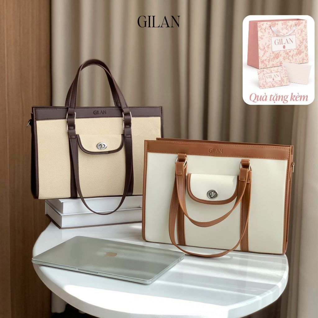 GILAN Túi tote nữ Haven bag TCS023 (5 màu) thiết kế hiện đại, đựng vừa Laptop 15.6inch, tài liệu A4, đi làm, đi học