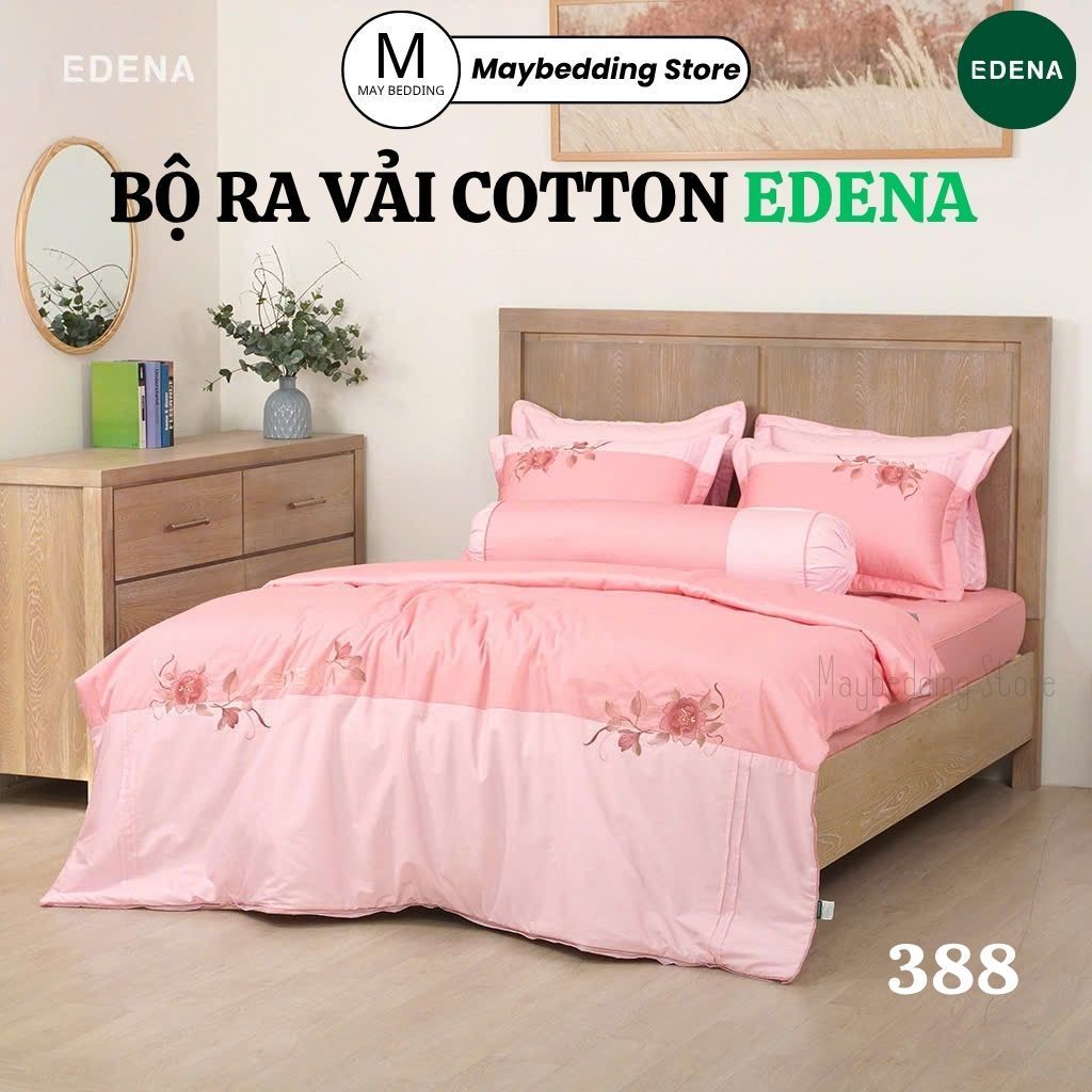 Bộ Chăn Ga Gối Cotton EDENA Cao Cấp Solid 388, Hàng Chính Hãng