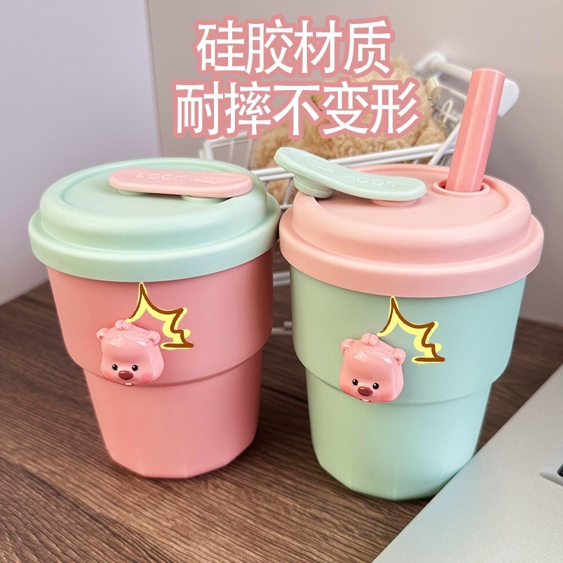 Thanh lý bình nước hình Loppy bình nhựa đựng nước cho học sinh sinh viên có ống hút silicon ngộ nghĩnh đáng yêu