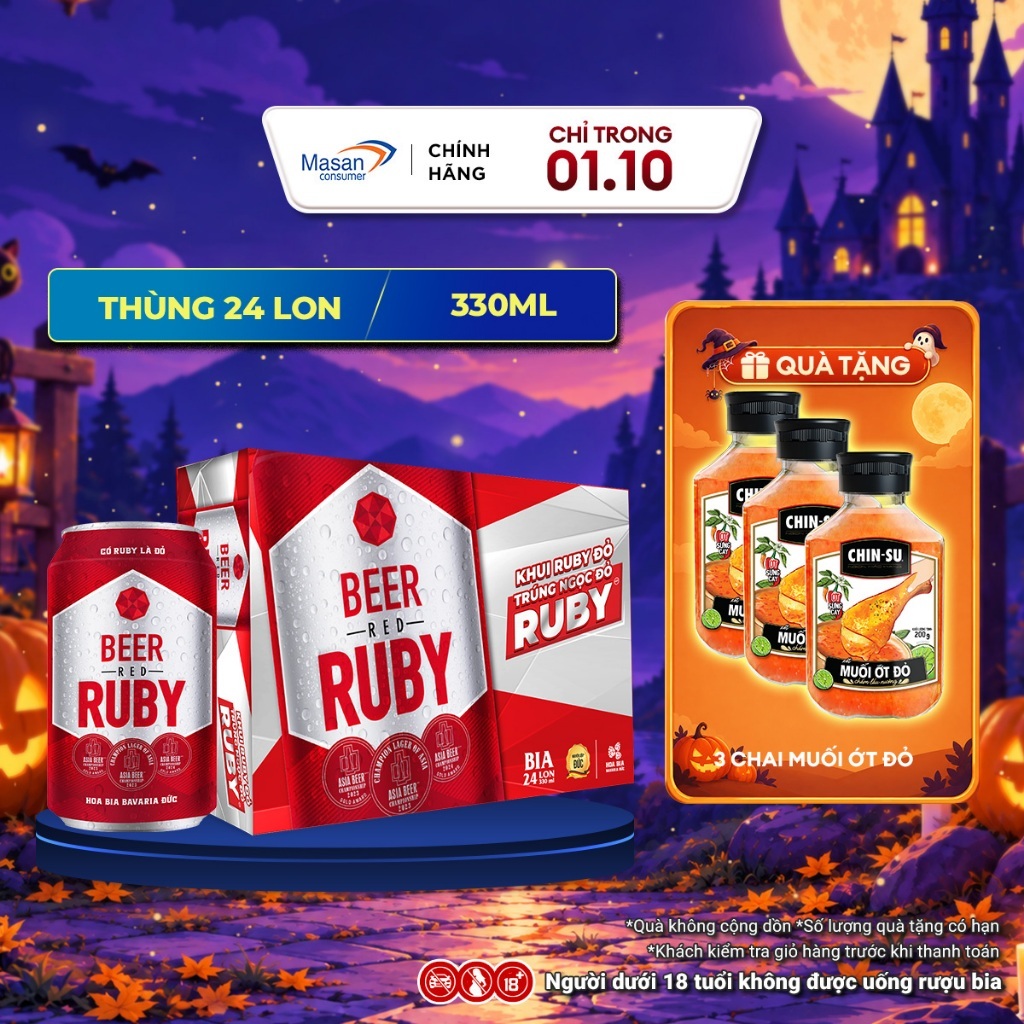 [Giảm 50%] [HSD: 7.2.2027] Bia Red Ruby -Thùng 24 lon x 330 ml (ABV 4,3%)