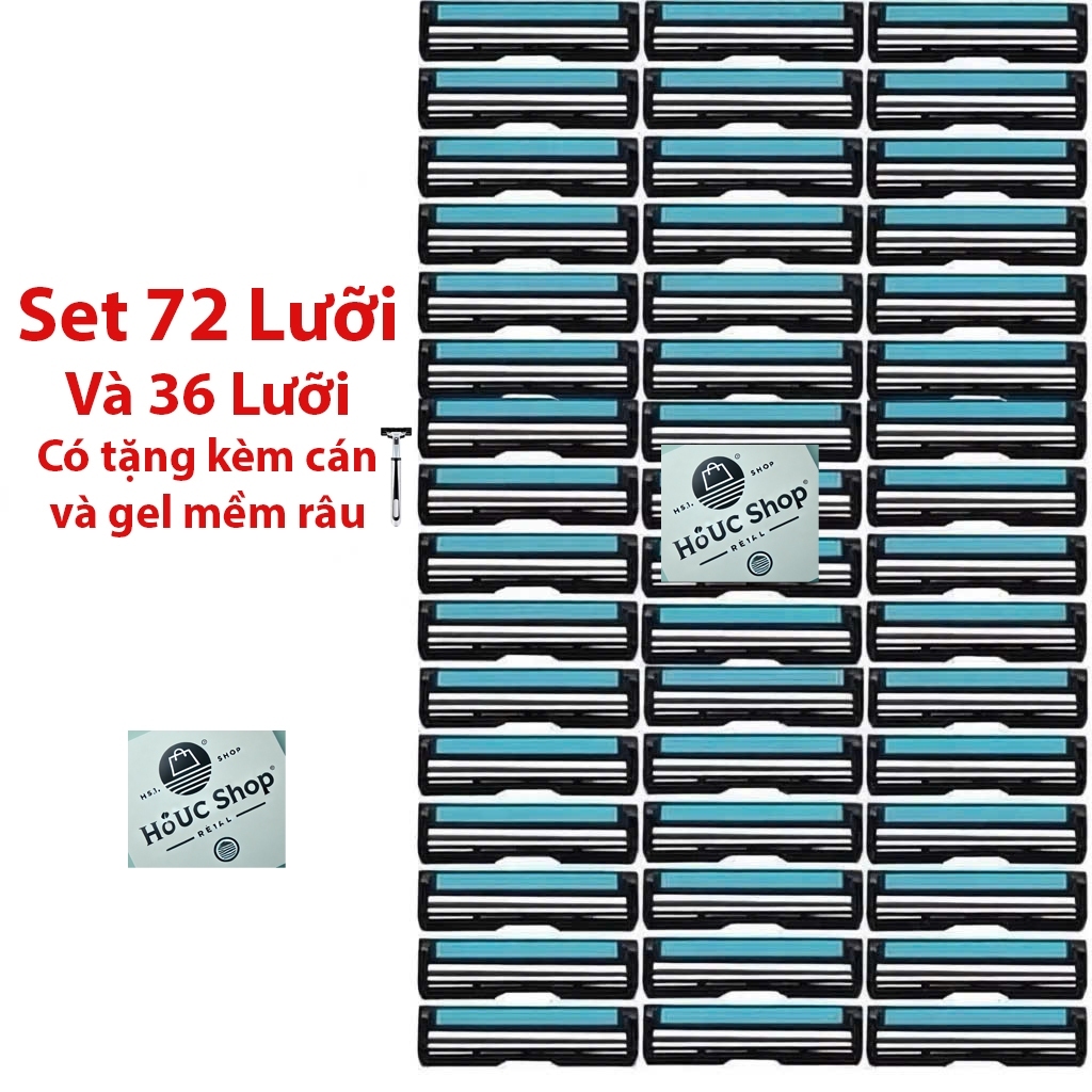Combo Dao Cạo Râu 72 Lưỡi Sắc Bén + 2 Cán, Lưỡi Dao Kép Cao Cấp - Tặng Kèm Túyp Kem Làm Mềm Râu