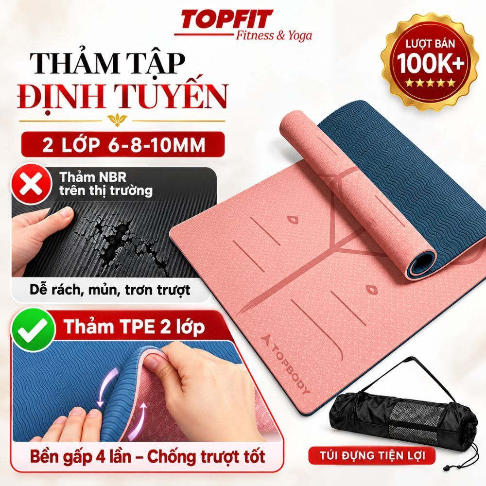 Thảm Tập Yoga Định Tuyến Topbody Topfit TPE Chống Trượt