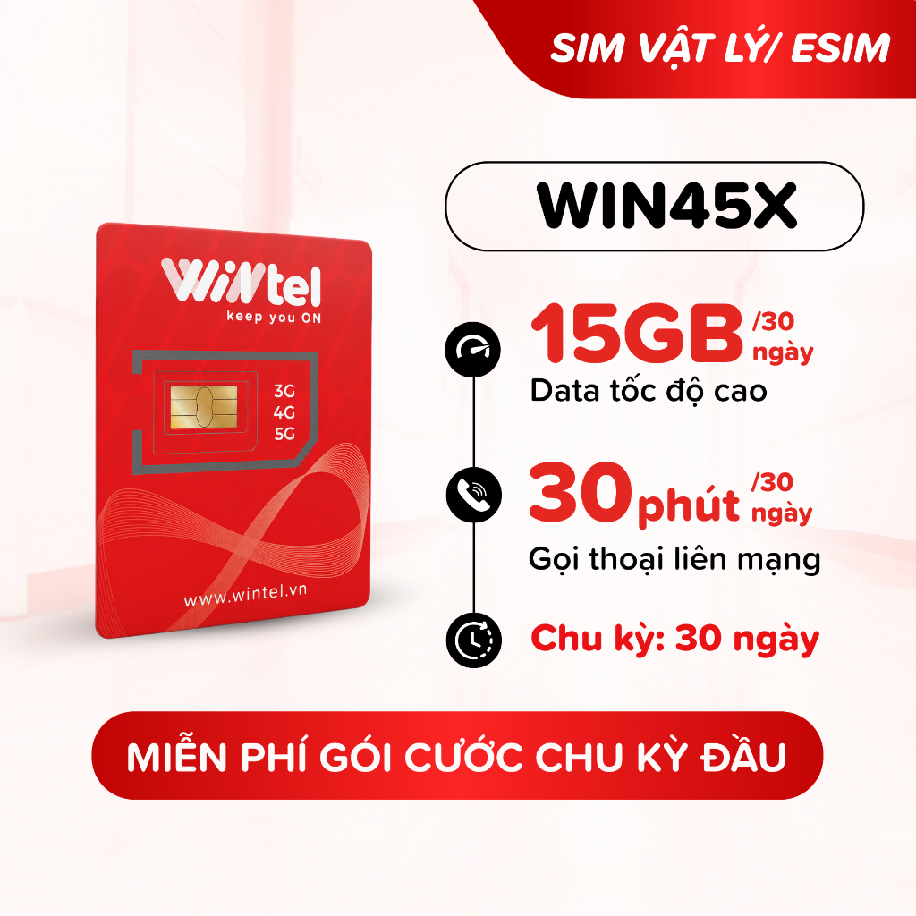 SIM 4G Wintel WIN45X - SIM Data Tốc Độ Cao Kèm Ưu Đãi Gọi Miễn Phí - Miễn Phí…