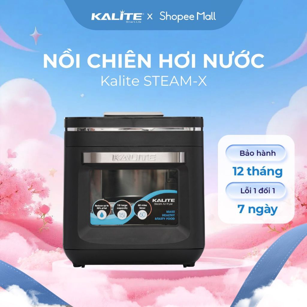 Nồi chiên hơi nước Kalite Steam X 15L - Đen, Inox 304, Dung tích lớn, Chống dính Ceramic
